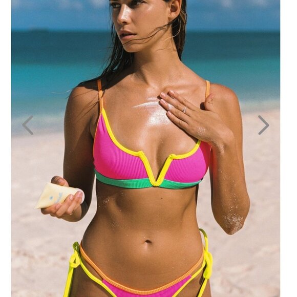NWT OneOne Swimwear Bikini Set Manhattan Neon Pink Jenna Alexa NEW Yellow Green - Picture 1 of 6